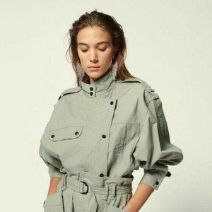 Etoile Isabel Marant Zonca Jacket Cotton Overall Utility Green M New